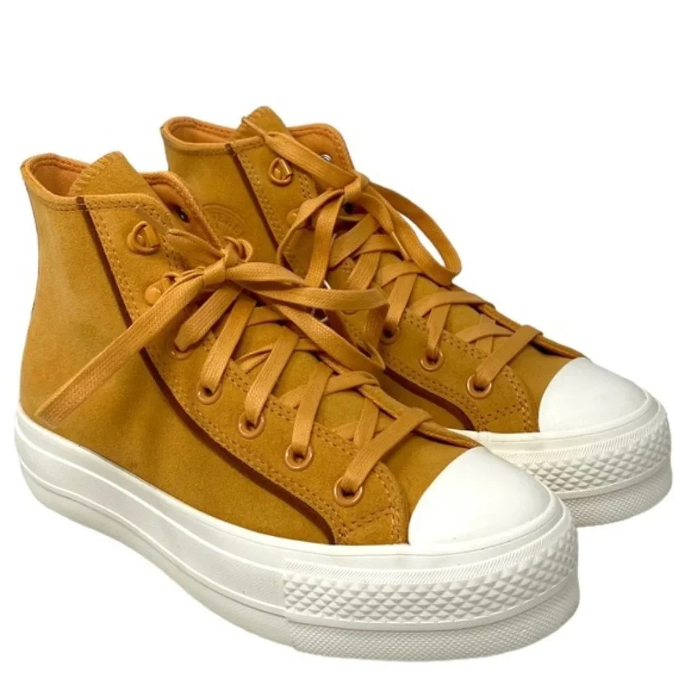 Converse Lift Platform Suede High Shoes Women Sneakers Tiger Moth Casual A05419C